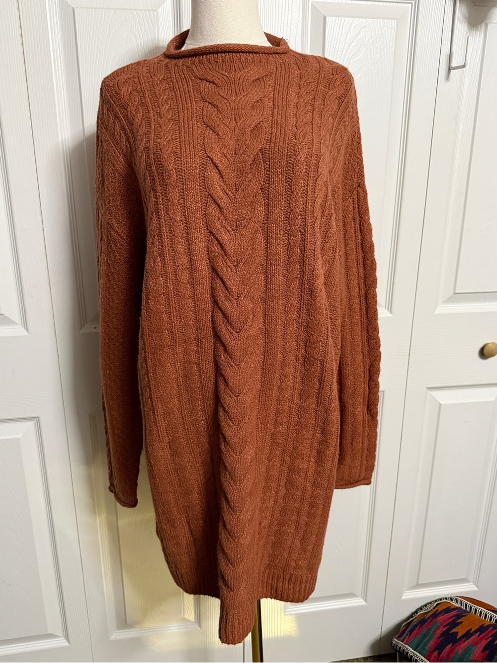 SO Cable-Knit Mini Dress in Rust